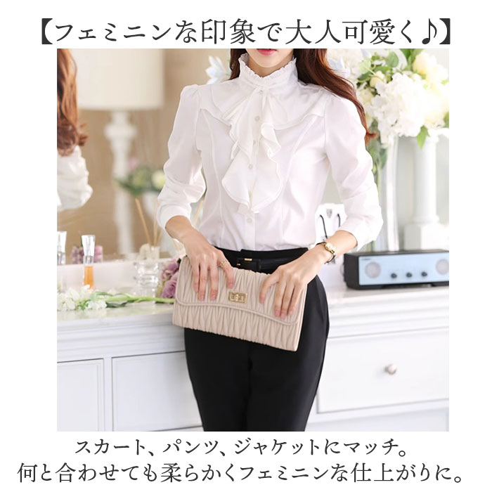 ブラウス 長袖 フリル 通販 レディース シャツ フォーマル ビジネス おしゃれ きれいめ フリルブラウス 入学式 入園式 卒園式 卒業式 立ち襟 ブラウス | BACKYARD FAMILY | 09