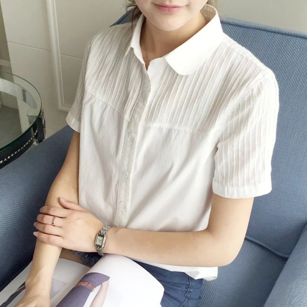 ブラウス 長袖 半袖 レディース 白 通販 白ブラウス 白シャツ シャツ レース 丸襟 襟付き 刺繍 ホワイト 大きいサイズ 上品 清楚 綿 コットン ブラウス |  | 01