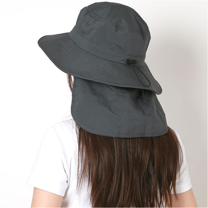 かぶる日傘 農作業 通販 一級遮光 生地 アドベンチャーハット 日よけ帽子 日除け帽子 日よけ 帽子 たれ付き 日除け 首筋 レディース 紐付き あご紐 かぶる日傘 | HIDE | 02
