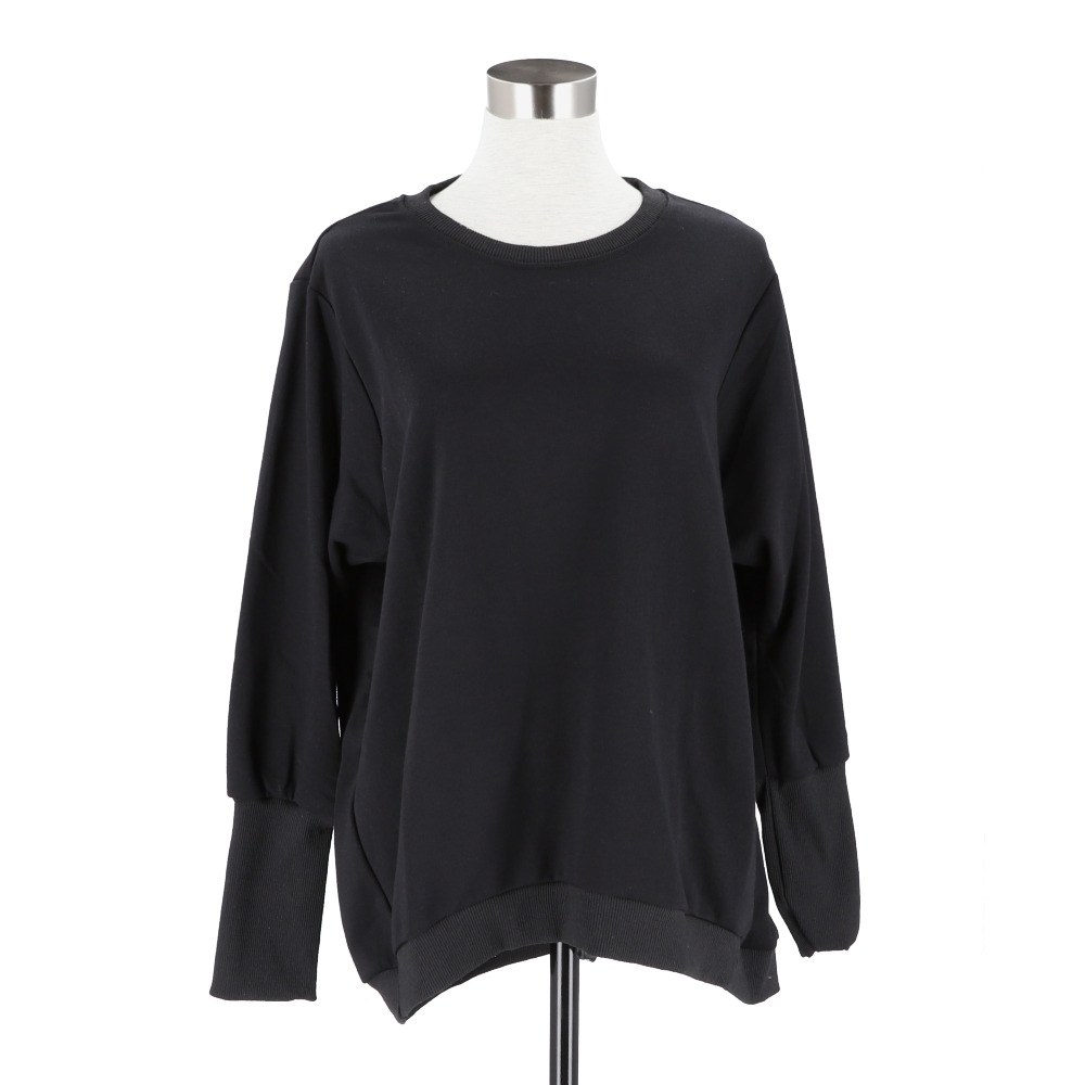 トレーナー レディース おしゃれ 通販 スウェット トップス 長袖 大きいサイズ リブ長 シンプル 無地 ポケット付き ドルマリン テールカット トレーナー | BACKYARD FAMILY | 01