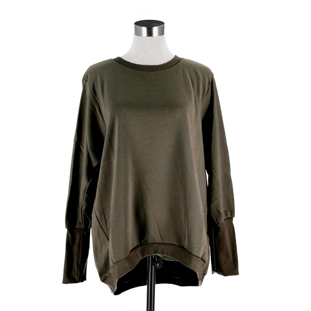 トレーナー レディース おしゃれ 通販 スウェット トップス 長袖 大きいサイズ リブ長 シンプル 無地 ポケット付き ドルマリン テールカット トレーナー | BACKYARD FAMILY | 04