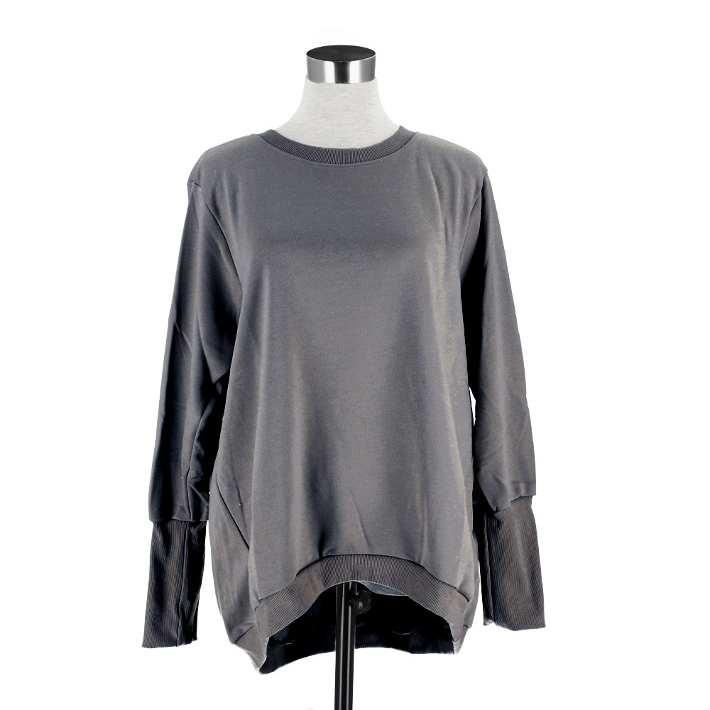 トレーナー レディース おしゃれ 通販 スウェット トップス 長袖 大きいサイズ リブ長 シンプル 無地 ポケット付き ドルマリン テールカット トレーナー | BACKYARD FAMILY | 02