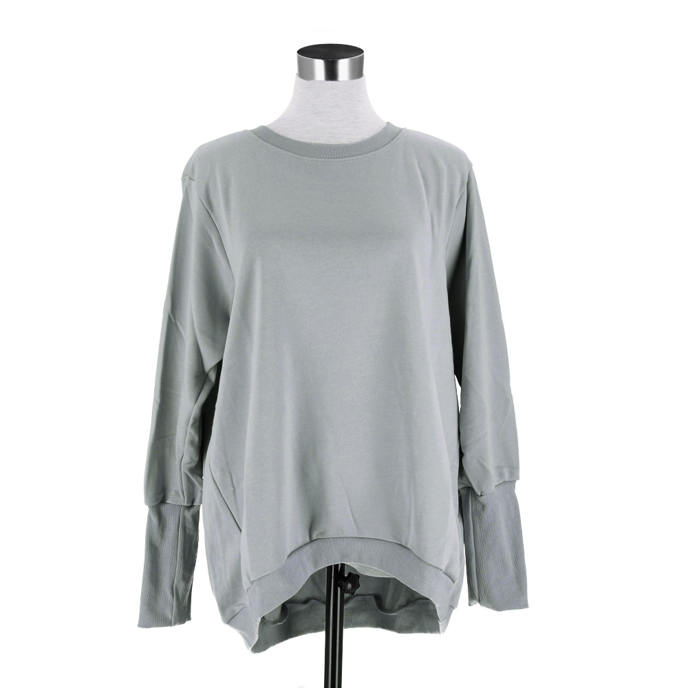 トレーナー レディース おしゃれ 通販 スウェット トップス 長袖 大きいサイズ リブ長 シンプル 無地 ポケット付き ドルマリン テールカット トレーナー | BACKYARD FAMILY | 05