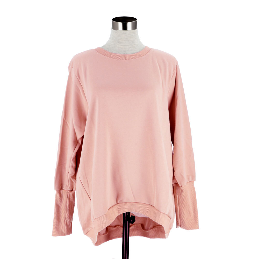 トレーナー レディース おしゃれ 通販 スウェット トップス 長袖 大きいサイズ リブ長 シンプル 無地 ポケット付き ドルマリン テールカット トレーナー | BACKYARD FAMILY | 07