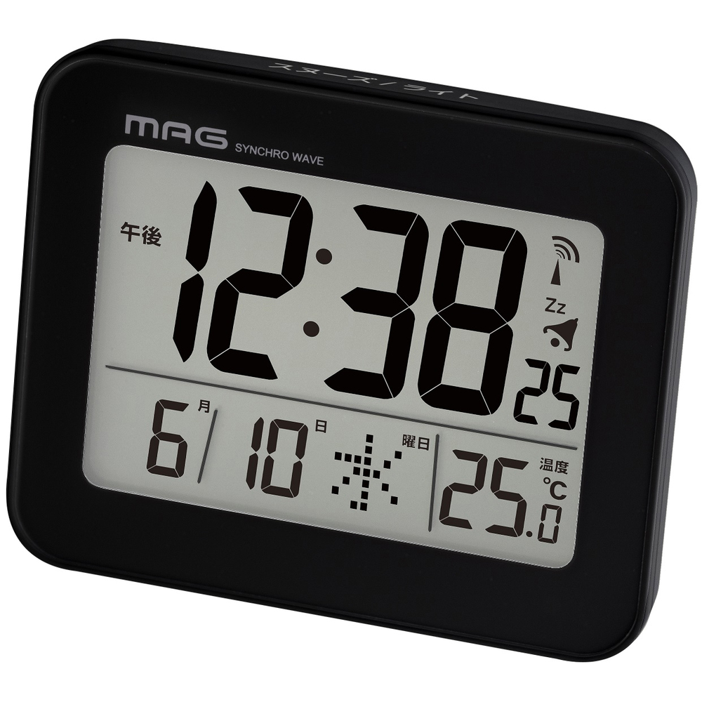 目覚まし時計 電波 通販 電波時計 デジタル 置き時計 置時計 時計 アラームクロック デジタル表示 温度計付き カレンダー スヌーズ 温度表示 小さめ｜backyard｜03