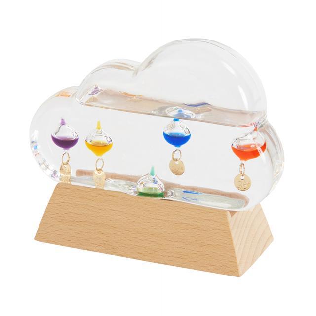 温度計 通販温度計 おしゃれ ガリレオ温度計 ガラスフロート温度計 雲 クラウド 木製 ナチュラル ガラス 浮き球 ガリレオサーモメーター 温度計 |  | 01