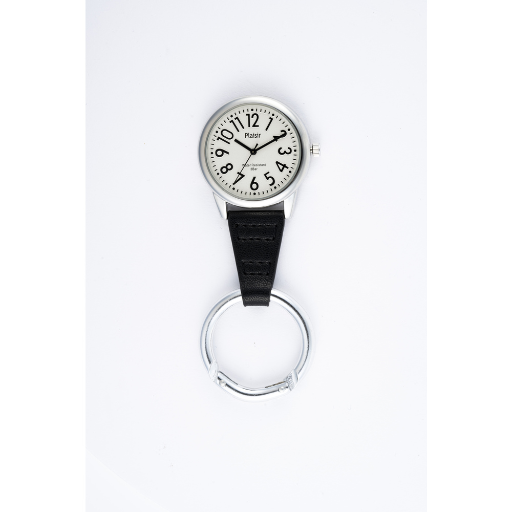 プレジール Plaisir 通販Plaisir プレジール 懐中時計 腕時計 レディース カラビナウォッチ カラビナ ハングウォッチ フックウォッチ 大きめ エンボス 見やすい | mocha | 01