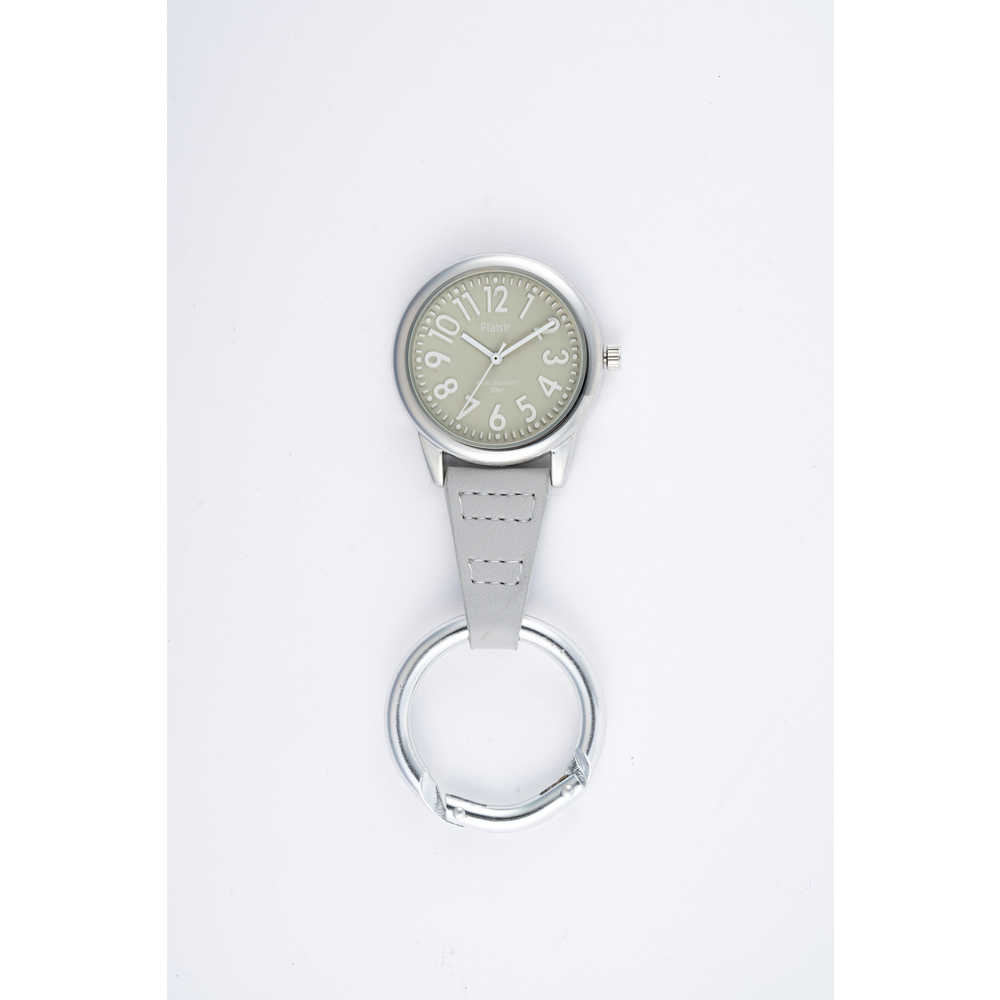 プレジール Plaisir 通販Plaisir プレジール 懐中時計 腕時計 レディース カラビナウォッチ カラビナ ハングウォッチ フックウォッチ 大きめ エンボス 見やすい | mocha | 05