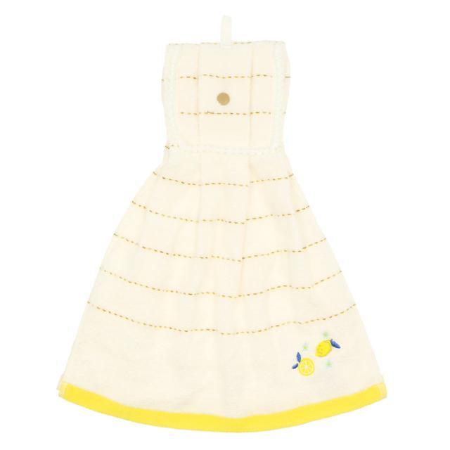 ドレスタオル 通販 綿100％ 綿 無撚糸 柔らかい ハリネズミ ブレックファースト レモン タオル 台所 キッチン トイレ 洗面所 ボタン付 ナチュラル  ドレスタオル |  | 04