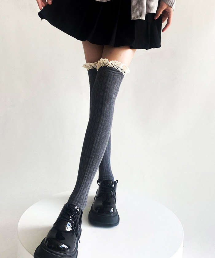 ニーハイソックス レディース 通販 Diamond Hearts ダイヤモンドハーツ フリル付き ニーハイ ソックス オーバーニー 伸縮性 ハイソックス ニーハイソックス |  | 14