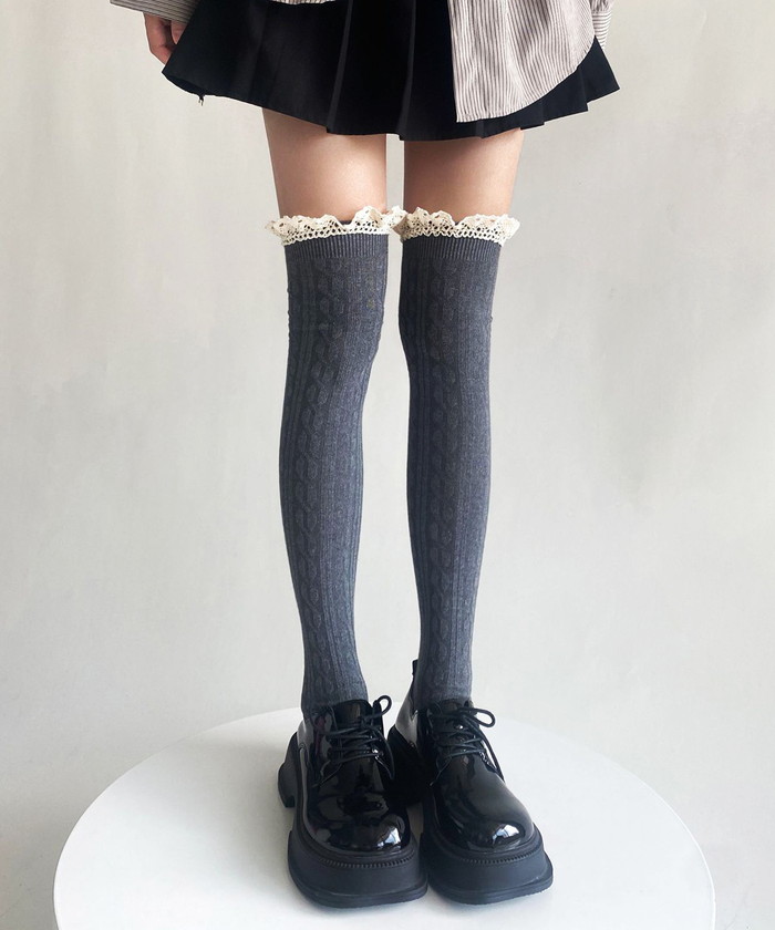 ニーハイソックス レディース 通販 Diamond Hearts ダイヤモンドハーツ フリル付き ニーハイ ソックス オーバーニー 伸縮性 ハイソックス ニーハイソックス |  | 15