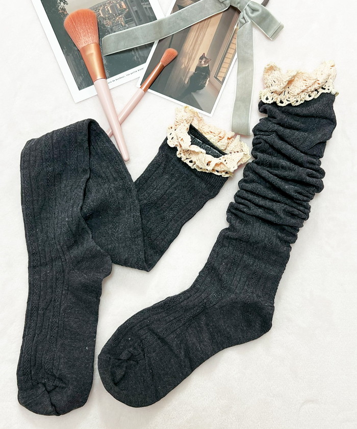 ニーハイソックス レディース 通販 Diamond Hearts ダイヤモンドハーツ フリル付き ニーハイ ソックス オーバーニー 伸縮性 ハイソックス ニーハイソックス |  | 17