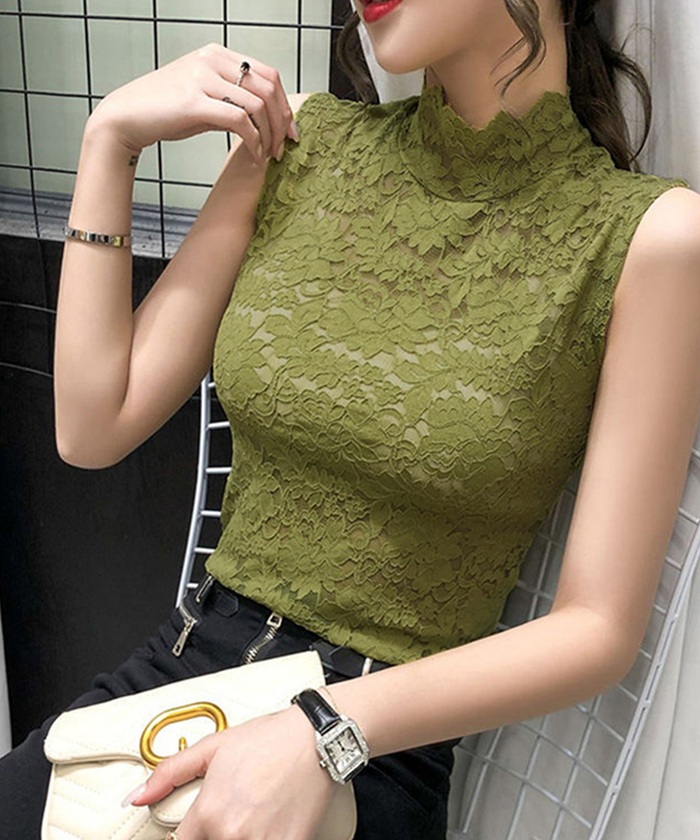 ハイネック レース タンクトップ 通販 ノースリーブ 透け感 トップス ハイネックレースインナー 袖なし 総レース レディース 大人 かわいい きれいめ 上品 |  | 15