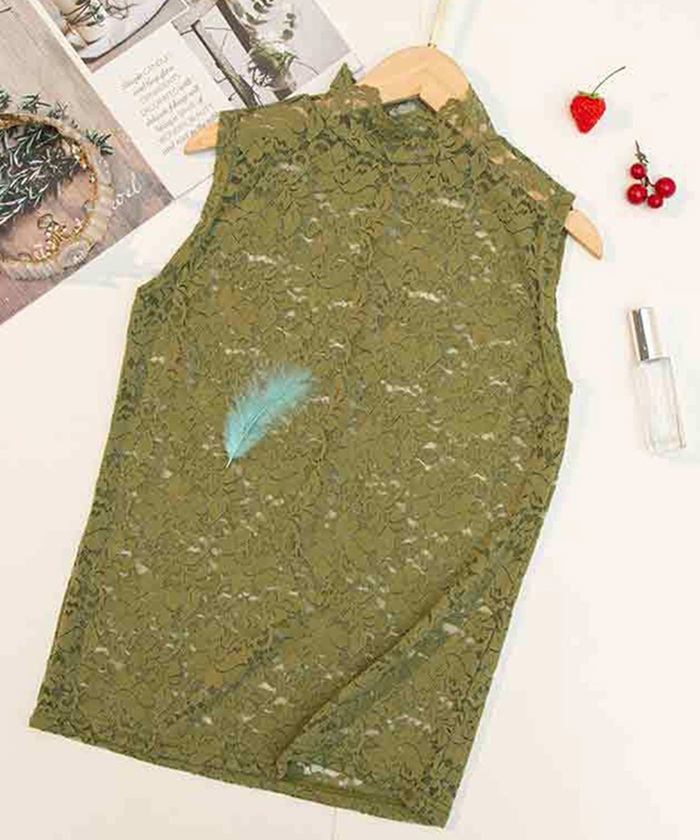 ハイネック レース タンクトップ 通販 ノースリーブ 透け感 トップス ハイネックレースインナー 袖なし 総レース レディース 大人 かわいい きれいめ 上品 |  | 17