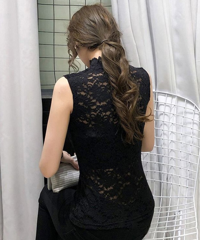 ハイネック レース タンクトップ 通販 ノースリーブ 透け感 トップス ハイネックレースインナー 袖なし 総レース レディース 大人 かわいい きれいめ 上品 |  | 07
