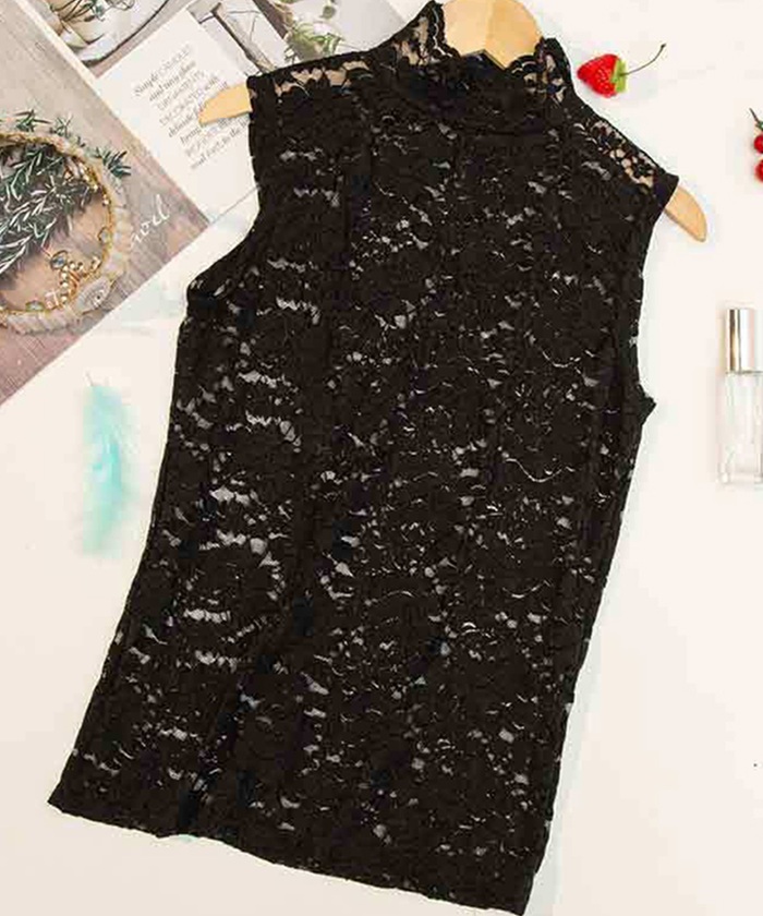 ハイネック レース タンクトップ 通販 ノースリーブ 透け感 トップス ハイネックレースインナー 袖なし 総レース レディース 大人 かわいい きれいめ 上品 |  | 08
