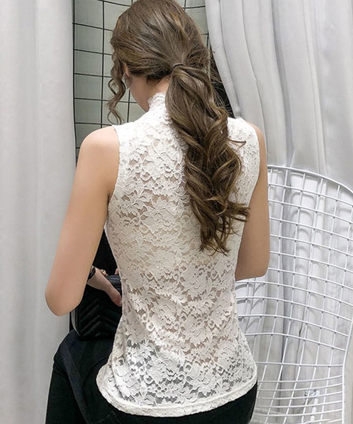 ハイネック レース タンクトップ 通販 ノースリーブ 透け感 トップス ハイネックレースインナー 袖なし 総レース レディース 大人 かわいい きれいめ 上品 |  | 10