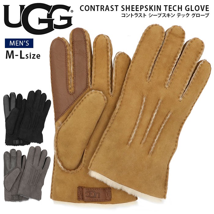 ugg メンズ 手袋 通販 ブランド UGG アグ CONTRAST SHEEPSKIN TECH GLV