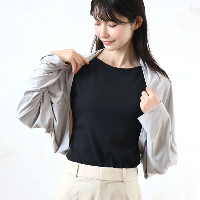 UVカット ボレロ 通販 カーディガン カーデガン ショート丈 手の甲 カバー きれいめ 接触冷感 ひんやり 紫外線対策 夏 薄手 夏用 冷房対策 通学 UVカット | BACKYARD FAMILY | 10