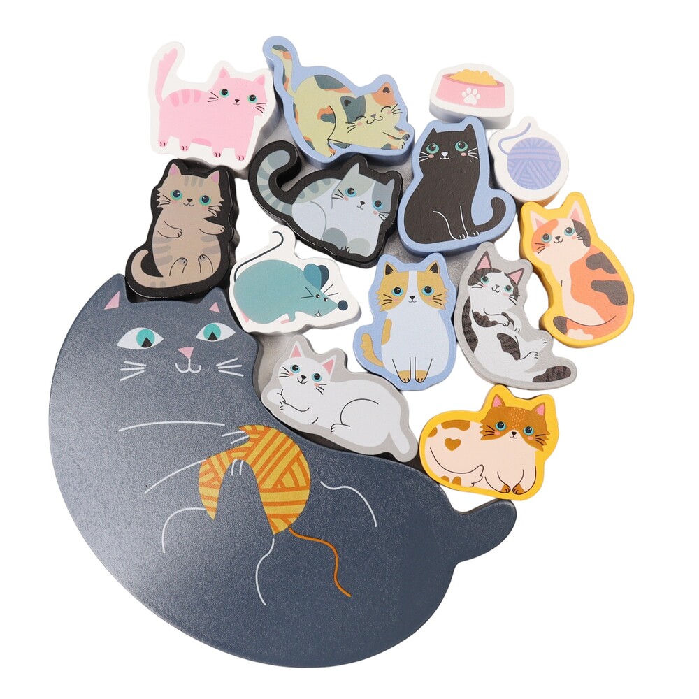 知育玩具 積み木 通販 バランス積み木 11匹にゃんこ かわいい バランス ブロック 知育 子供 大人 シニア 手の運動 色の認識 親子遊び にゃんこ 玩具 知育玩具 | WETECH | 01