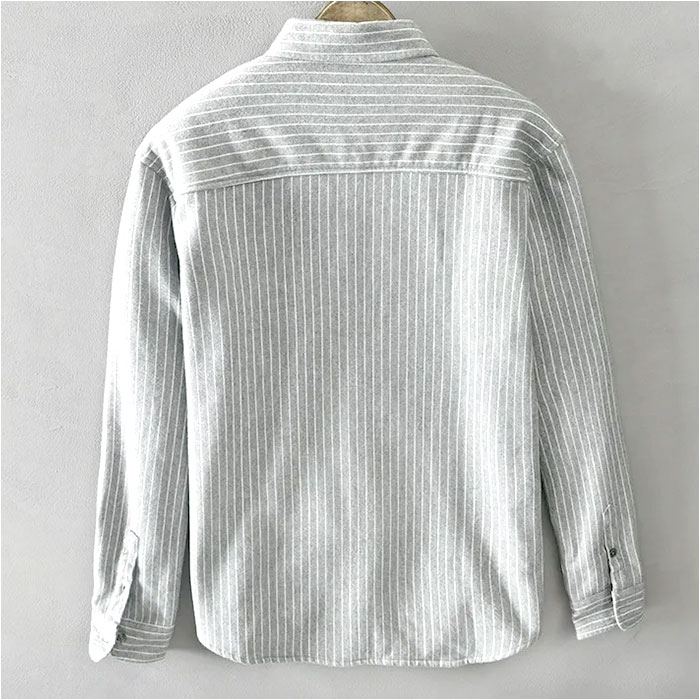 シャツ メンズ 長袖 通販 カジュアルシャツ 襟付き ストライプシャツ 長袖シャツ 父の日 おしゃれ 春 秋 冬 裏ボア 厚手 ゴルフ 冷房対策 シンプル シャツ |  | 08