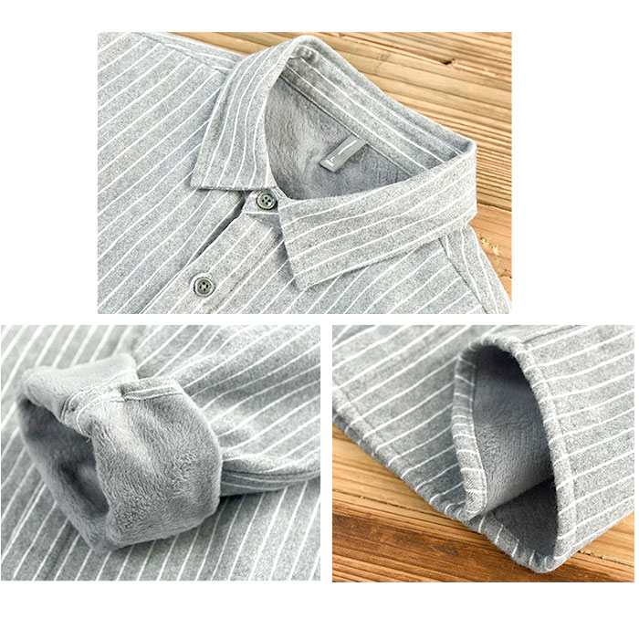 シャツ メンズ 長袖 通販 カジュアルシャツ 襟付き ストライプシャツ 長袖シャツ 父の日 おしゃれ 春 秋 冬 裏ボア 厚手 ゴルフ 冷房対策 シンプル シャツ |  | 09