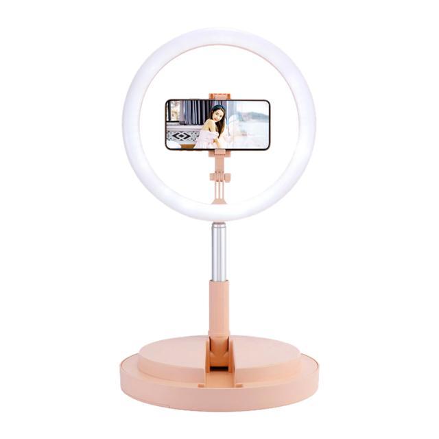 スマホスタンド ライト付き 通販 リングライト スマホ LED 自撮りライト セルカライト かわいい おしゃれ 伸縮 高さ調節 ビデオ会議 Web会議 スマホスタンド |  | 02