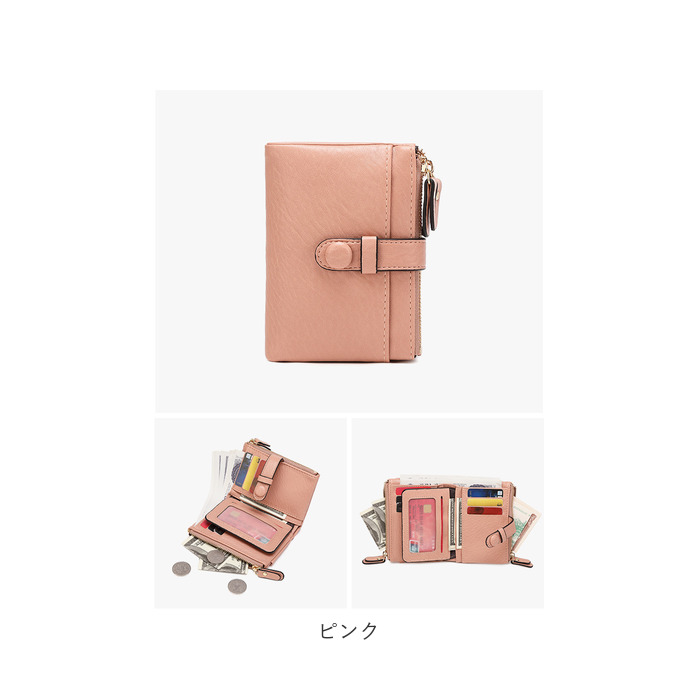 ☆ ブルー ダブルジップ 二つ折り 財布 yawallet7282 レディース 二