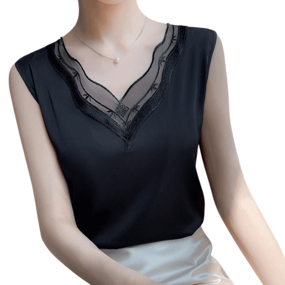 スーツ インナー ブラウス ノースリーブ 通販 ノースリーブブラウス 袖無しブラウス 袖なし レディース おしゃれ シンプル 無地 女性 大人 レース スーツ | BACKYARD FAMILY | 04