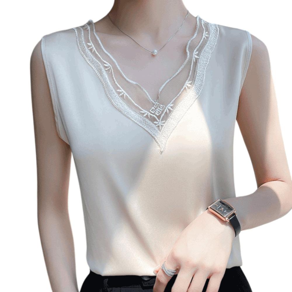 スーツ インナー ブラウス ノースリーブ 通販 ノースリーブブラウス 袖無しブラウス 袖なし レディース おしゃれ シンプル 無地 女性 大人 レース スーツ | BACKYARD FAMILY | 06