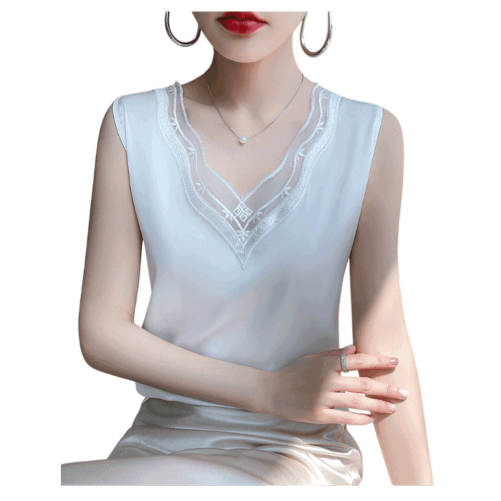 スーツ インナー ブラウス ノースリーブ 通販 ノースリーブブラウス 袖無しブラウス 袖なし レディース おしゃれ シンプル 無地 女性 大人 レース スーツ | BACKYARD FAMILY | 05