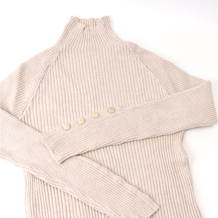 ニット トップス 長袖 通販 レディースニット プルオーバー クルーネック リブニット 袖先 スリット きれいめ 袖 ボタン カジュアル 着回し ニット |  | 12