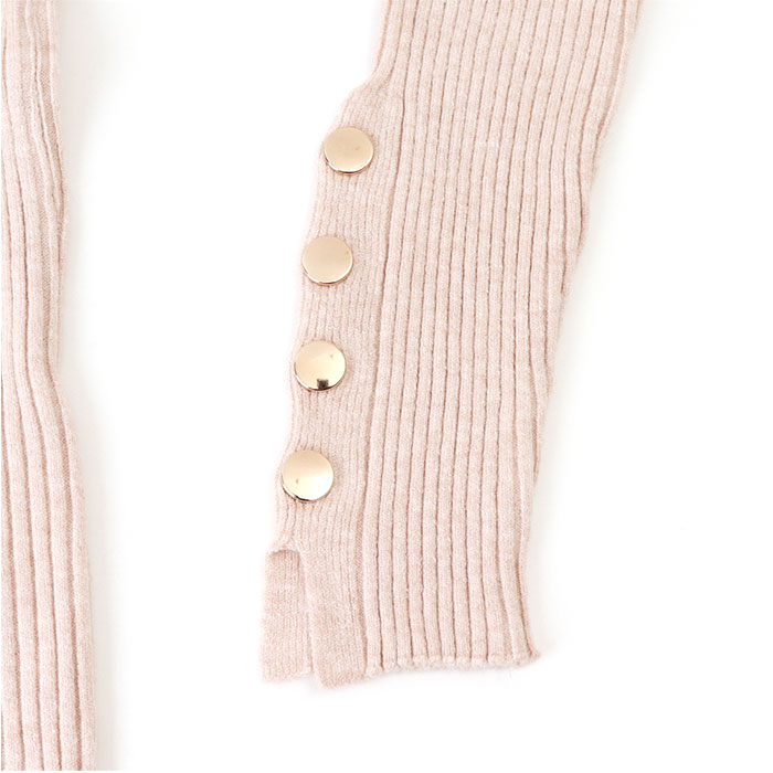 ニット トップス 長袖 通販 レディースニット プルオーバー クルーネック リブニット 袖先 スリット きれいめ 袖 ボタン カジュアル 着回し ニット |  | 14