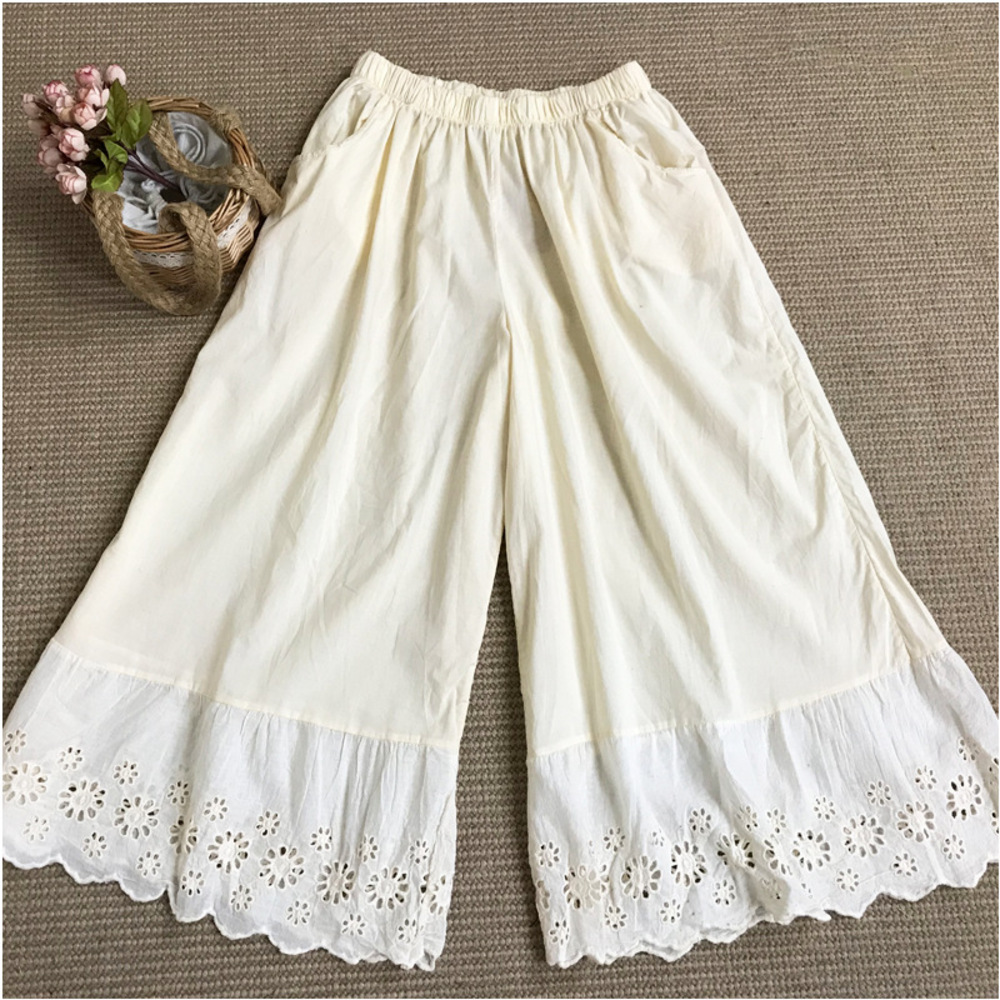 ペチパンツ レース ロング 通販 ペチコート インナー パンツ 綿 コットン 重ね着 フレアパンツ 透け防止 ゆったり おしゃれ ナチュラル 無地 ペチパンツ | ブランド登録なし | 04