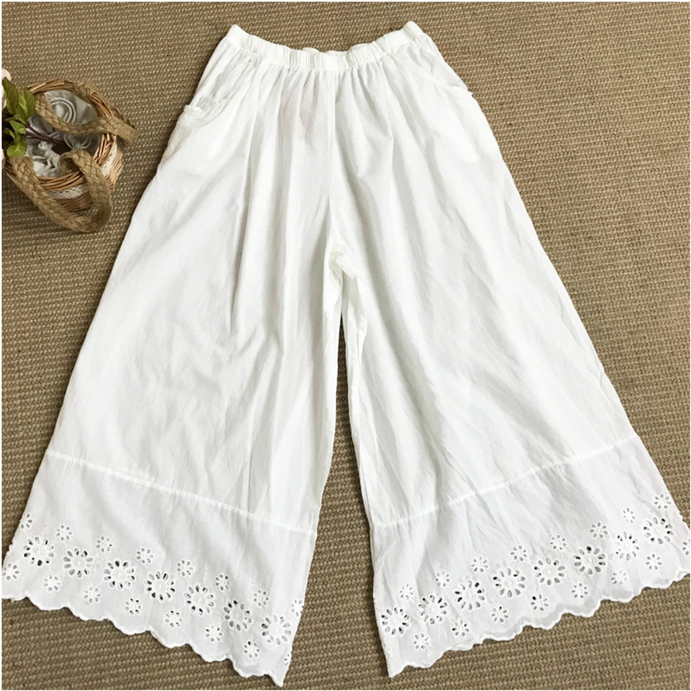 ペチパンツ レース ロング 通販 ペチコート インナー パンツ 綿 コットン 重ね着 フレアパンツ 透け防止 ゆったり おしゃれ ナチュラル 無地 ペチパンツ | ブランド登録なし | 01