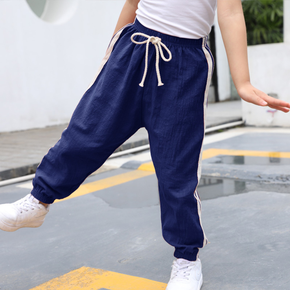 ロングパンツ キッズ 薄手 通販 パンツ 部屋着 ズボン 長ズボン ロング 子供用 子ども用 裾絞り ウエストゴム 2本ライン 着回し 男の子 女の子 ロングパンツ |  | 01