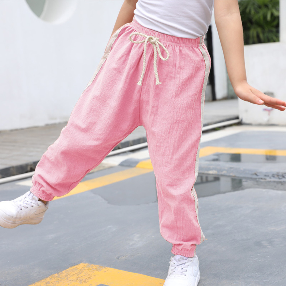 ロングパンツ キッズ 薄手 通販 パンツ 部屋着 ズボン 長ズボン ロング 子供用 子ども用 裾絞り ウエストゴム 2本ライン 着回し 男の子 女の子 ロングパンツ |  | 03