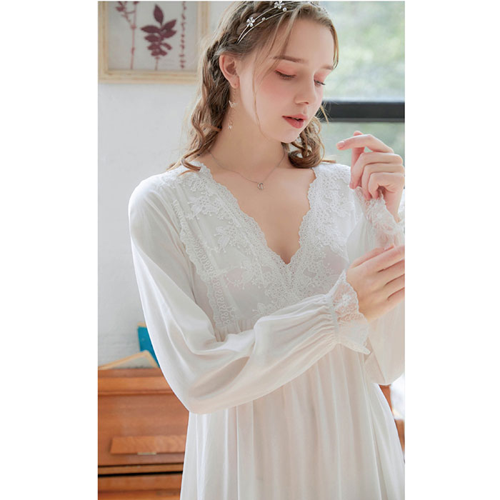 パジャマ ロング レディース vネック 長袖 通販 ルームウエア