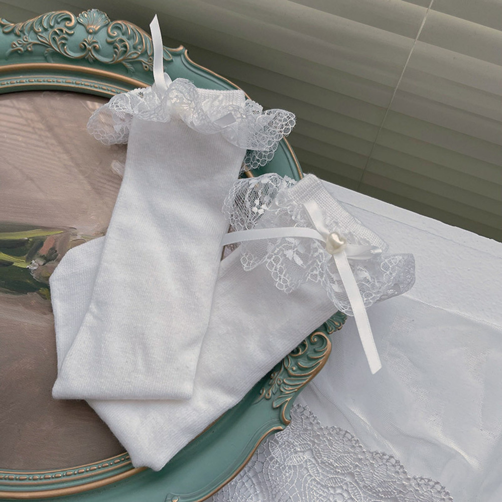 ハイソックス 女の子 通販 レースハイソックス ロング ソックス 靴下 くつ下 リボン フォーマル セレモニー レース フリル キッズ かわいい 可愛い ハイソックス | BACKYARD FAMILY | 01