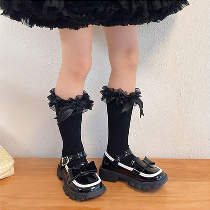 ハイソックス 女の子 通販 ふくらはぎ 靴下 くつ下 ふくらはぎソックス リボン フォーマル セレモニー フリル おしゃれ オシャレ かわいい 可愛い  ハイソックス |  | 07