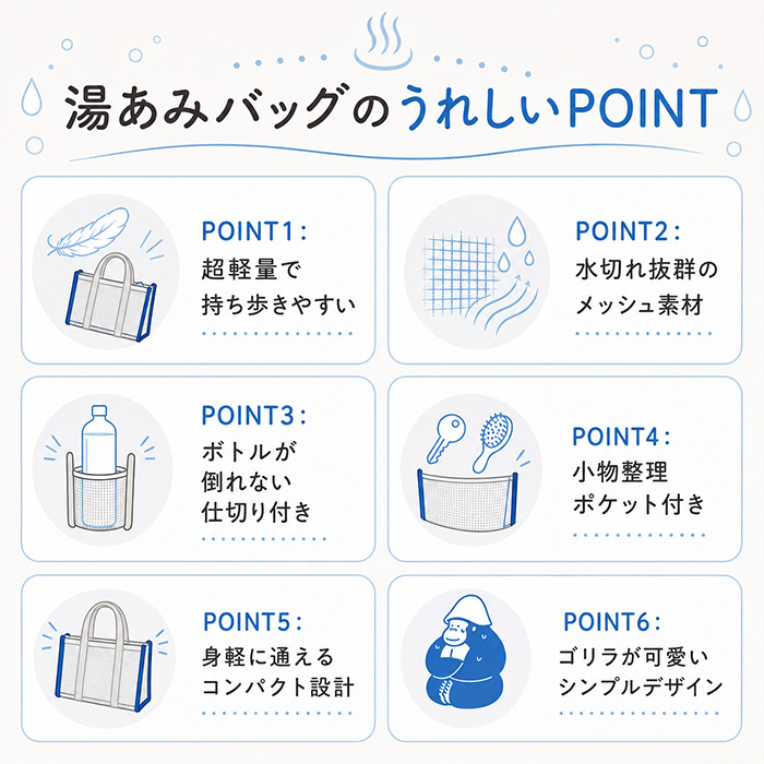ごリラックス バッグ 通販 湯あみバッグ サウナバッグ スパバッグ コンパクト 小さめ 温泉 銭湯 gorelax ゴリラ サウナ サ活 レディース ごリラックス | BACKYARD FAMILY | 05