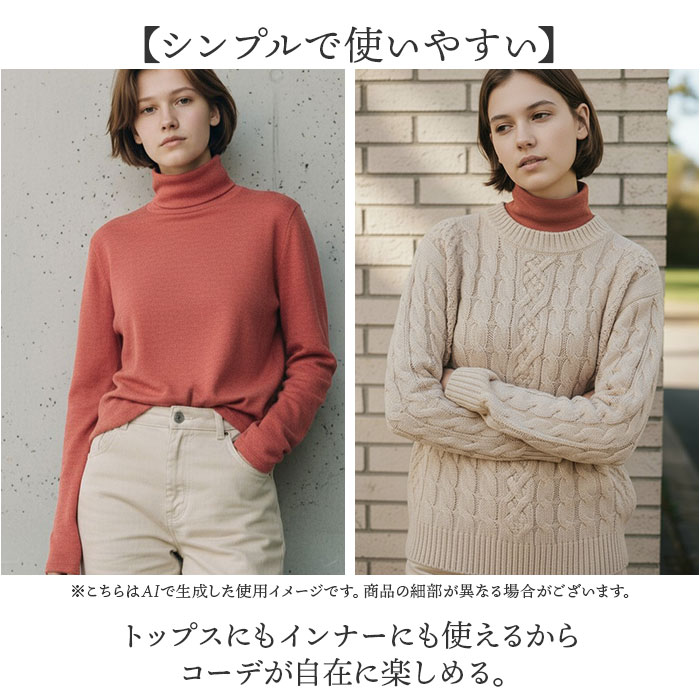 タートルネック インナー レディース 長袖 通販 インナーシャツ アンダーシャツ カットソー ハイネック 大きいサイズ 裏起毛 防寒 あったか きれいめ |  | 02