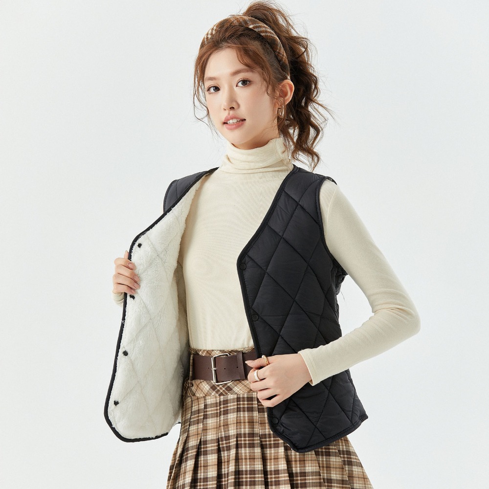 インナーベスト レディース 中綿 裏起毛 通販 ベスト 中綿ベスト 防寒ベスト インナーダウン ボアベスト 暖かい 前開き 軽量 vネック チョッキ 防寒グッズ |  | 03