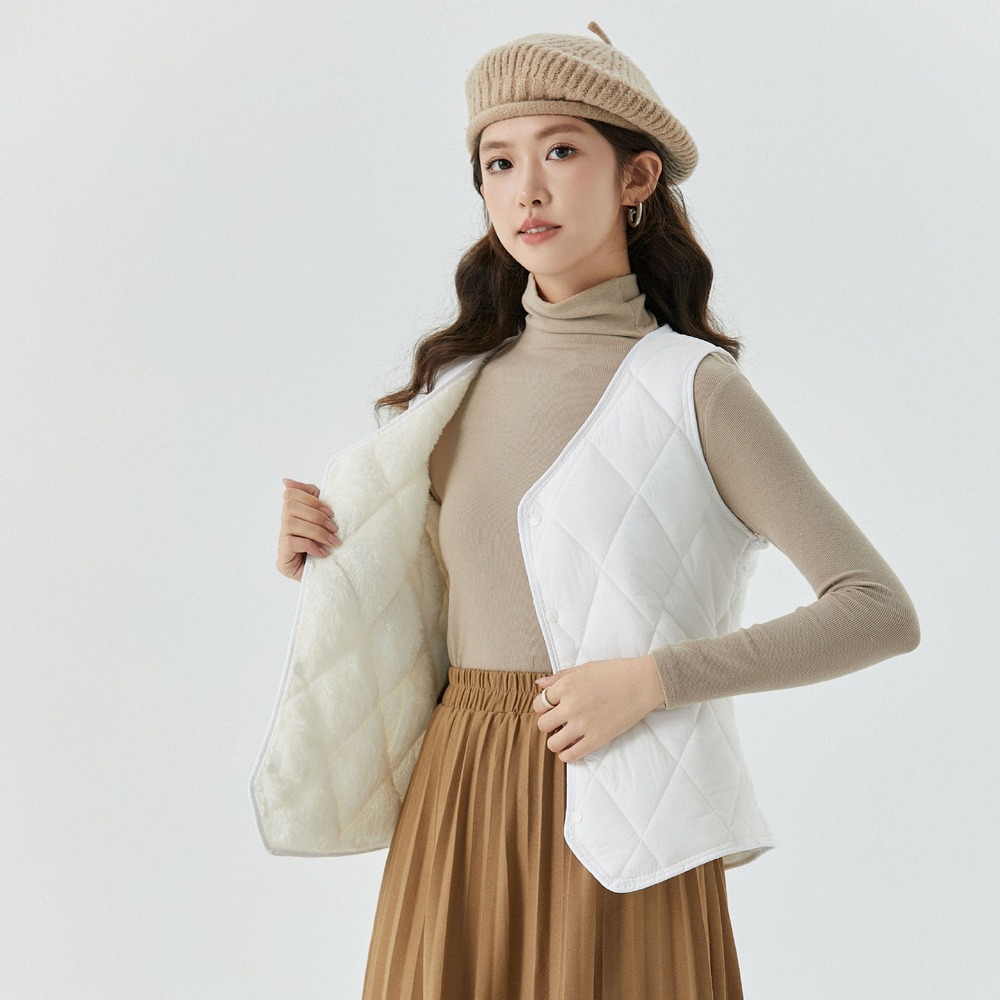 インナーベスト レディース 中綿 裏起毛 通販 ベスト 中綿ベスト 防寒ベスト インナーダウン ボアベスト 暖かい 前開き 軽量 vネック チョッキ 防寒グッズ |  | 04