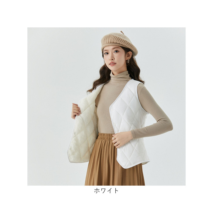 インナーベスト レディース 中綿 裏起毛 通販 ベスト 中綿ベスト 防寒ベスト インナーダウン ボアベスト 暖かい 前開き 軽量 vネック チョッキ 防寒グッズ |  | 20