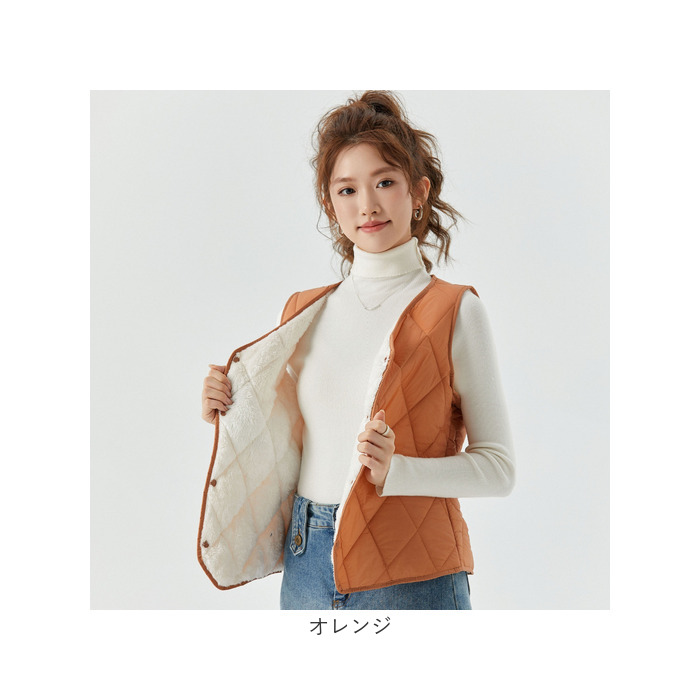 インナーベスト レディース 中綿 裏起毛 通販 ベスト 中綿ベスト 防寒ベスト インナーダウン ボアベスト 暖かい 前開き 軽量 vネック チョッキ 防寒グッズ |  | 22