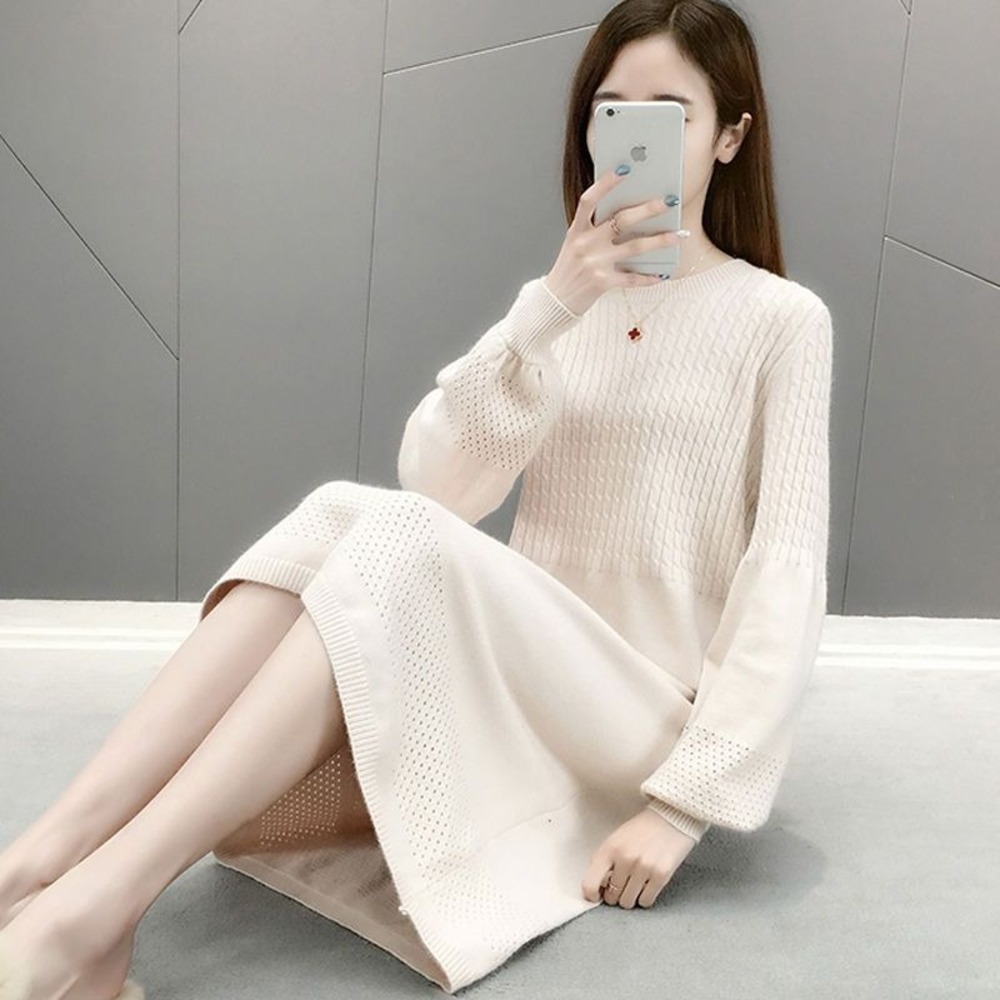 ニットワンピース 秋冬 通販 ワンピース レディース 長袖 ニット ニットワンピ きれいめ 上品 無地 シンプル 膝下丈 膝丈 ひざ下 ひざ丈 ニットワンピース | BACKYARD FAMILY | 01