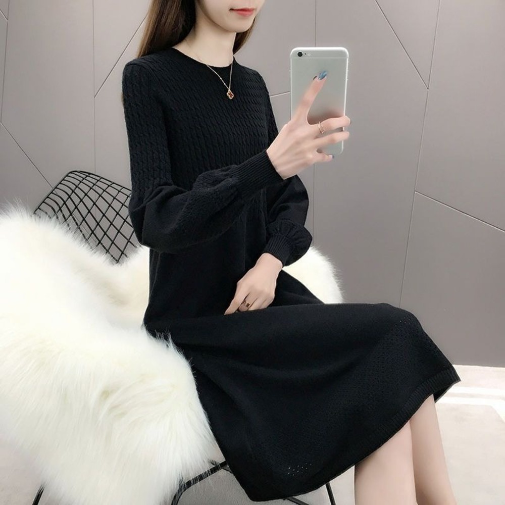 ニットワンピース 秋冬 通販 ワンピース レディース 長袖 ニット ニットワンピ きれいめ 上品 無地 シンプル 膝下丈 膝丈 ひざ下 ひざ丈 ニットワンピース | BACKYARD FAMILY | 03