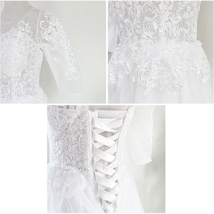 ウェディングドレス 袖あり Aライン 通販 ウエディングドレス ブライダルドレス トレーン ドレス レディース パーティドレス 白 ホワイト  ウェディングドレス | BACKYARD FAMILY | 11