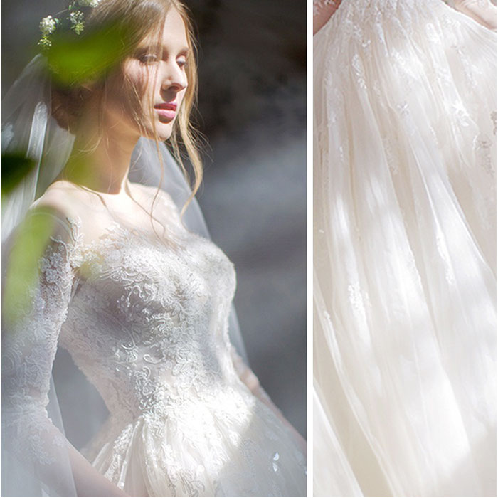 ウェディングドレス 袖あり Aライン 通販 ウエディングドレス ブライダルドレス トレーン ドレス レディース パーティドレス 白 ホワイト  ウェディングドレス | BACKYARD FAMILY | 08